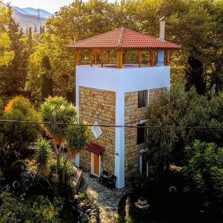 Steinturm Mit Dach-Terrasse Zwischen Fluss, Meer Und Gebirge- Spiti Pirgos Paralia Sergoulas Екстер'єр фото